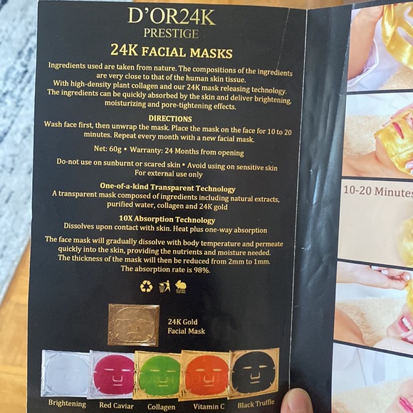 D’OR24K Prestige 24K Gold Facial Mask Collection - Vitamin C Face Mask - Picture 5 of 7